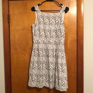 Loft white sundress with navy print. Size 6 cutout in back.